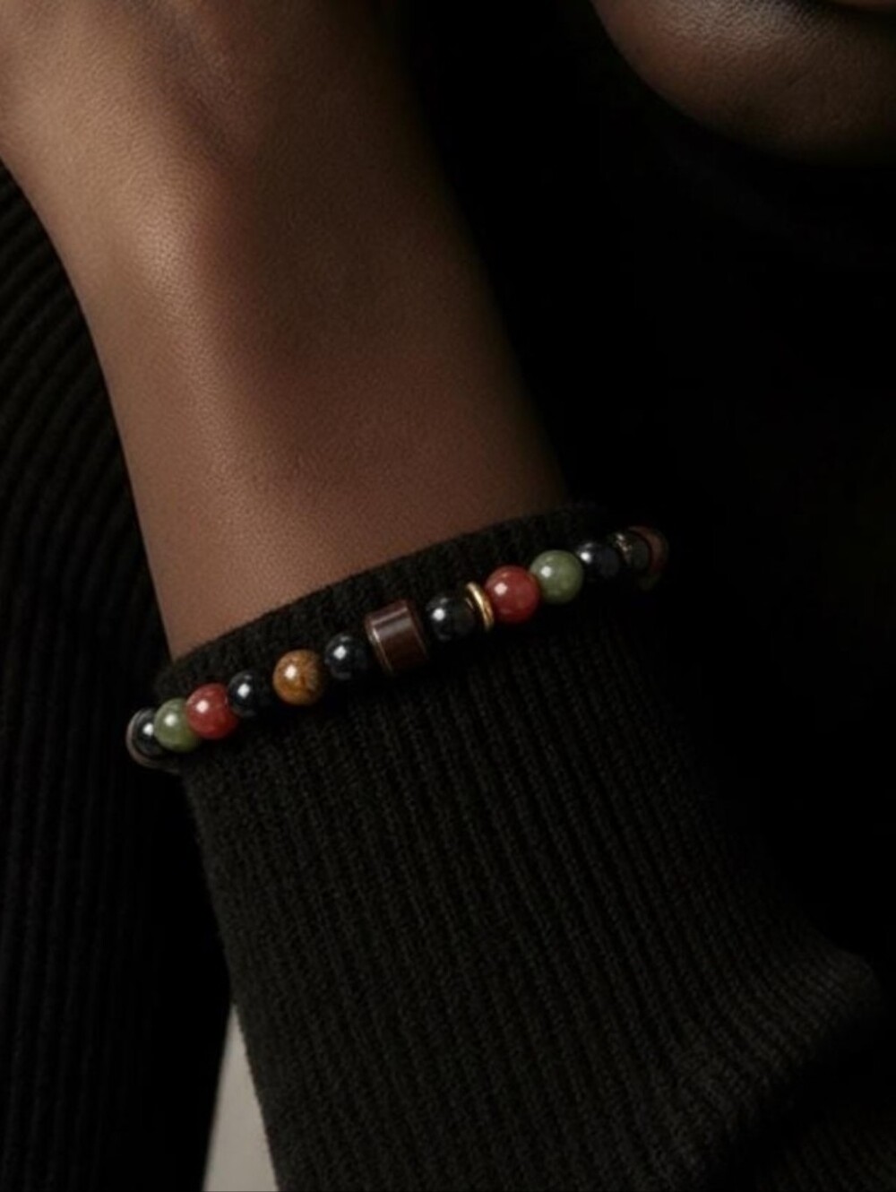 Mens Multi Colored African Inspired Gemstone Bracelet